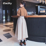 znbbw 2023 Spring Office Lady Long Sleeve Fake Two Pieces Work Maxi Dress Women Patchwork Sashes Shirt Dresses Free Shipping