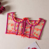 Znbbw Pink Women's Corsets Floral Bustier Luxury Lace Underbust Shapewear Wedding Belts Sheer Sexy Lingerie Short Corset