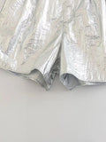 Znbbw TRAF Summer Women Silver Shorts High Waist Shorts Women Wide Leg Shorts Female Vintage Loose Shorts Women