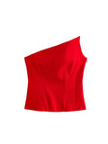 Znbbw TRAF Off Shoulder Corset Tops lingerie For Women's Y2k Top Clothes Backless Red Tube Top Female Zip Sexy Crop Top