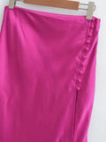 Znbbw Women Elegant Solid Side Irregular Midi Skirt Female Summer Vestidos