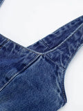 Znbbw TRAF 2023 Summer Raw Hem Patchwork Denim Vest Women Tops Designer Women Sleeveless Button Cropped Jeans Tank Top