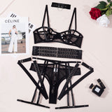 Znbbw Sensual Lingerie Hollow Bra Sexy Porn Underwear Women Body Garter Belt With Rings Naked Without Censorship 3-Piece