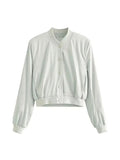 Znbbw TRAF 2023 Women's Bomber Jacket Fashion With Pockets Spring Jackets Coat Vintage Long Sleeve Casual Outerwears