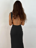 Znbbw Backless Maxi Dress Women 2023 Summer Sexy Evening Party Sleeveless Bodycon Long Dresses Elegant Birthday Nightclub Clothes