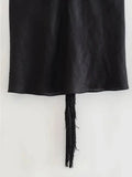 Znbbw TRAF Y2K Tassels Women 2 Piece Sets 2023 Summer Sleeveless Backless Halter Crop Top Female Asymmetric Midi Skirt Suits