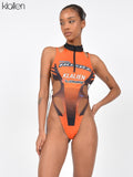 Znbbw Sexy Print Letter Bodysuit Women Summer Casual Sexy Skinnny Stretch Zipper Backless Activewear Female Romper Y2K 2023