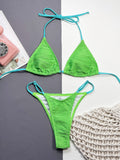 Znbbw Bikini Push Up Women Swimsuit Color Block Swimwear Female Brazilian Bikini Set Ribbed Swimming Suits Beachwear Biquini
