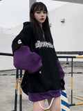 Znbbw fleece thickened letter hoodie men's gothic hip-hop street Korean loose fashion casual sweater 90s retro men's clothing