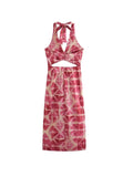 Znbbw TRAF Dress Women Summer 2023 Hanging Neck Slim V-Neck Backless Chic Holiday Dress Street Elegant Hollow Sexy Dress