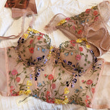 Znbbw Sexy Lingerie Fairy Floral Embroidery Padded Underwear Lace Set Woman 2 Pieces Erotic Luxury Fancy Outfits Intimate