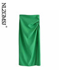 Znbbw ZBZA Skirts Womens 2023 Two Piece Set Linen Blend Cropped Women Shirt Draped Skirt Autumn Fashion Casual Dress Sets