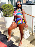 znbbw Summer Sexy Color Crop Top And Shorts Sets Club Outfit For Women 2023 Print 2 Two Piece Sets Female New In Matching Sets