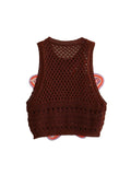 Znbbw TRAF 2023 Sexy Hollow Out Floral Crochet Knitted Women Tanks Sleeveless Slim Sweater Vest Female Crop Top Y2K Summer
