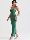 Znbbw Satin Sexy Backless Maxi Dress For Women Robe Fashion Spaghetti Strap Sleeveless Skinny Party Long Dress Vestido