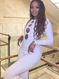 Znbbw Hollow Out Long Sleeve Ribbed Jumpsuits Women Stretch Solid Color Knitted One Piece Rompers 2023 Spring Fall Y2K Clothes
