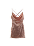 Znbbw Summer Women Black Friday Sexy Dress Sleeveless Sequin Dress Party Night Club Dress Metal Diamond Chain Sling Clothing