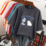 Znbbw 100% Cotton L-5XL T Shirt Plus Size Tshirt Short Sleeve Women Top Summer Cartoon Print Couple O Neck Oversized T Shirts