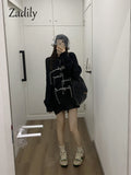 znbbw 2023 Winter Streetwear Oversize Letter Print Women Sweatshirt Korean Style O Neck Long Sleeve Ladies Hoodies Female Tops