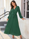 znbbw Chic Elegant Woman Dress Spring Summer Loose Comfortable Long Sleeves V Neck Long Dresses For Woman Vintage Hot Pink Dress