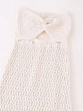 Znbbw TRAF Women Crochet Knit Midi Dresses Spaghetti Strap Cutout Bodycon Dress Y2k Tank Dresses Summer Beachwear