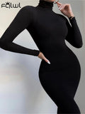 znbbw Sexy Jumpsuit Women 2023 Long Sleeve Turtleneck Rompers Womens Jumpsuit Black White One Piece Outfits Bodycon Jumpsuit