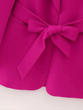 Znbbw TRAF 2023 Autumn Spring Pink Colour Blazer Women Belt Thin High Quality Coat Top Women Outwear TRAF Blazer Jacket Women