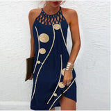 Znbbw Dresses Woman 2023 Sexy Hollow Out Sexy Beach Mini Dress Sleeveless Boho Party Dress Print Elegant Dresses for Women