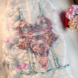 Znbbw Fairy Lingerie Floral Transparent Underwear Ruffle Garter Intimate Delicate Underwear Beautiful See Through Outfits