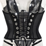 Znbbw Fancy Lingerie Backless Lace Up Corset Set Seamless Underwear 3-Piece Bra Kit Push Up Exotic Sets Black Fine Intimate