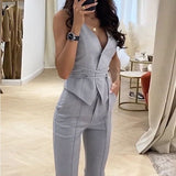 znbbw Temperament Slim Waist Sexy Vest Pencil Pants Two-Piece Set Women Fashion Commute Clothes Sleeveless Outfit 2023 Summer New Suit