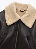 Znbbw Winter 2023 Women Jacket Coats Faux Shearling Sheepskin Coat Retro Motorcycle Jacket Fleece Woman Jackets Outerwear Tops