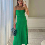 Znbbw Sexy Women's Dress Summer Clothes Camisole Knitted Ins Fashion Casual Solid Midi Dresses A-line Robe Beach Female Vestidos