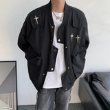 Znbbw Men Jackets Oversized Korean Women Padded Coats Hip-hop Star Patch Loose Baseball Jacket Streetwear Pockets Cargo Windbreaker