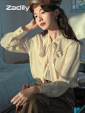 znbbw 2023 Summer Long Sleeve Women Chiffon Shirt Korean Style Stripe Button Ladies Blouse Office Lady Work Female Clothing