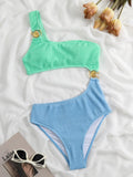 Znbbw Shoulder 2023 Sexy Women One Piece Swimsuit Female Swimwear Patchwork Hollow Out Monokini Swimming Suit Beach Bathing Suit