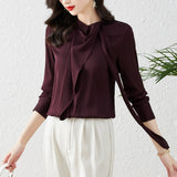Znbbw Fashion Ruffles Long Sleeve Shirts Women Elegant Office Lady Satin Blouses Female Basic Tops Blusas Mujer De Moda 2023