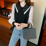 Znbbw Sleeve Chiffon Blouse Shirt Women Tops Blouse Women Blusas Mujer De Moda 2023 Turn Down Collar Blouse Women Blouses E400
