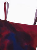 Znbbw TRAF Tie Dye Knit Dress Woman Print Corset Midi Dress Women Summer Bodycon Strap Backless Dress Female