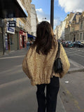 Znbbw Shinny Sequin Women Cropped Jacket Stand Collar Long Sleeve Lady Solid Coat 2023 Autumn New Female Gold Street Overcoat