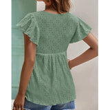 Znbbw Sleeve Jacquard White Blouse Women Elegant Summer Lace Up Lady Shirt Tops Mujer Hollow Out Fashion Shirts Blusas 25344