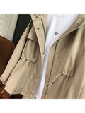 znbbw Oversized Casual Drawstring Drop Shoulder Windbreaker Women Long Sleeve Hooded Drawstring Zipper Pocket Cargo Jacket