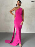 znbbw Oblique Shoulder Backless Long Maxi Dress For Women Gown Summer Elegant Sleeveless Ruched Party Club Prom Sexy Vestidos