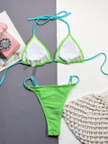 Znbbw Bikini Push Up Women Swimsuit Color Block Swimwear Female Brazilian Bikini Set Ribbed Swimming Suits Beachwear Biquini
