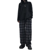 Znbbw Men Pants Black Women Plaid Trousers Casual Oversize Loose Wide Leg Trouser Harajuku Hip-hop All-match Streetwear S-4XL