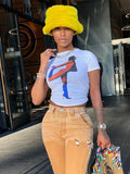 Znbbw Women Fashion Short Sleeve Graphic Printed White T Shirt Tops Tees 2023 Summer Clothes Wholesale Items For Business