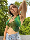 Znbbw Sexy Color Knit Butterfly Camisole Women Summer New Hot Sale Hollow Out Backless Low Chest Crop Top Streetwear 2023