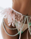 Znbbw Feather Lingerie For Women Underwear Uncensored 18 Tulle Bra With Chain See Through Erotic Delicate Lace Garter Outfits