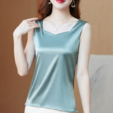 Znbbw Fashion Summer Silk Tank Tops Women Office Lady Solid Satin Camisole Vest Female Casual Loose Basic Tops For Women