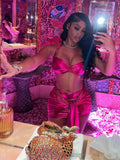 Znbbw Skinny Two Piece Skirt Set Women Summer Festival Outfit Sexy Halter Sleeveless Corset Bandage Mini Skirt Club Party Wear 912